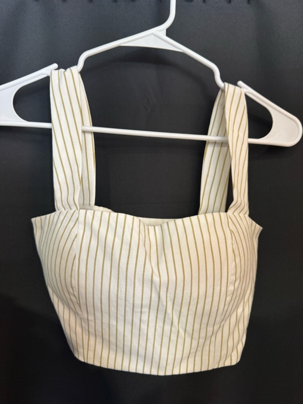 Striped Cream Crop Top with Wide Straps